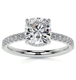 Moissanite Diamond Cushion Cut Hidden Halo Ring Set