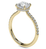 Moissanite Diamond Cushion Cut Hidden Halo Ring Set