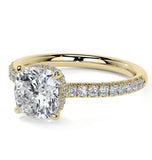 Moissanite Diamond Cushion Cut Hidden Halo Ring Set