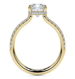 Moissanite Diamond Cushion Cut Hidden Halo Ring Set