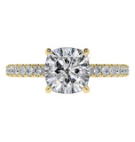 Moissanite Diamond Cushion Cut Hidden Halo Ring Set