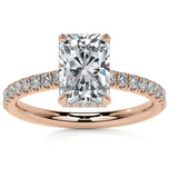 Hidden Halo Radiant Cut Moissanite Wedding Ring Set