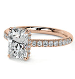 Hidden Halo Radiant Cut Moissanite Wedding Ring Set