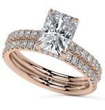 Hidden Halo Radiant Cut Moissanite Wedding Ring Set