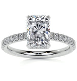 Hidden Halo Radiant Cut Moissanite Wedding Ring Set