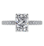 Hidden Halo Radiant Cut Moissanite Wedding Ring Set