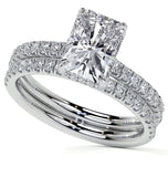 Hidden Halo Radiant Cut Moissanite Wedding Ring Set