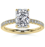 Hidden Halo Radiant Cut Moissanite Wedding Ring Set