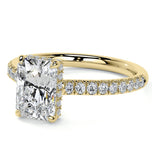 Hidden Halo Radiant Cut Moissanite Wedding Ring Set