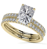 Hidden Halo Radiant Cut Moissanite Wedding Ring Set