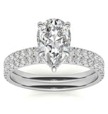 Moissanite Pear Cut Hidden Halo Bridal Ring Set