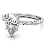 Moissanite Pear Cut Hidden Halo Bridal Ring Set