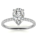 Moissanite Pear Cut Hidden Halo Bridal Ring Set