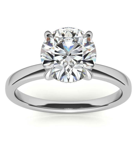 Round Cut Hidden Halo Moissanite Engagement Ring