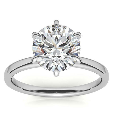 Moissanite Round Brilliant Cut Hidden Halo Engagement Ring