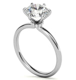 Moissanite Round Brilliant Cut Hidden Halo Engagement Ring