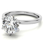 Moissanite Round Brilliant Cut Hidden Halo Engagement Ring