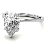 Pear Cut Moissanite Hidden Halo Engagement Ring