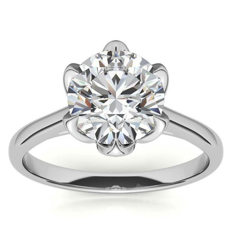 Round Cut Hidden Accent Moissanite Promise Ring