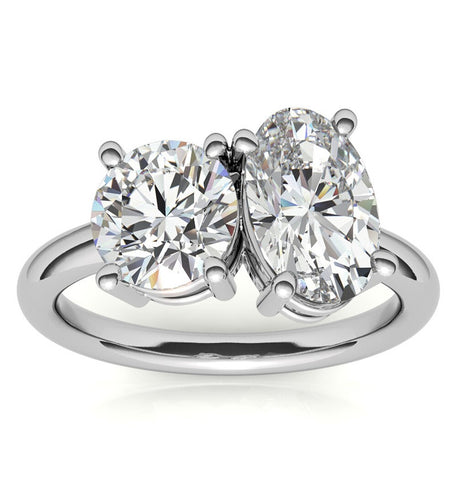 Oval & Round Cut Moissanite Toi Et Moi Wedding Ring