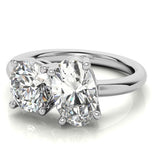 Oval & Round Cut Moissanite Toi Et Moi Wedding Ring