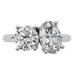 Oval & Round Cut Moissanite Toi Et Moi Wedding Ring