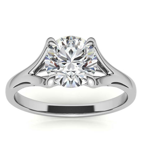 Split Shank Moissanite Round Cut Solitaire Ring