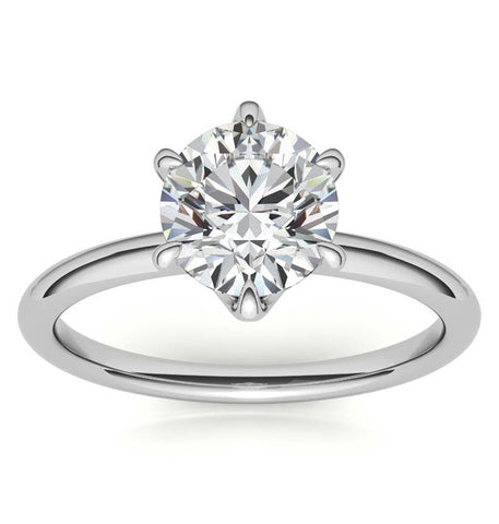 Round Brilliant Cut Six Prong Solitaire Wedding Ring