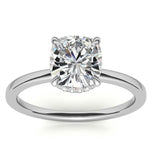 Cushion Cut Moissanite Hidden Halo Engagement Ring