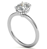 VVS1 Moissanite Oval Cut Hidden Halo Promise Ring