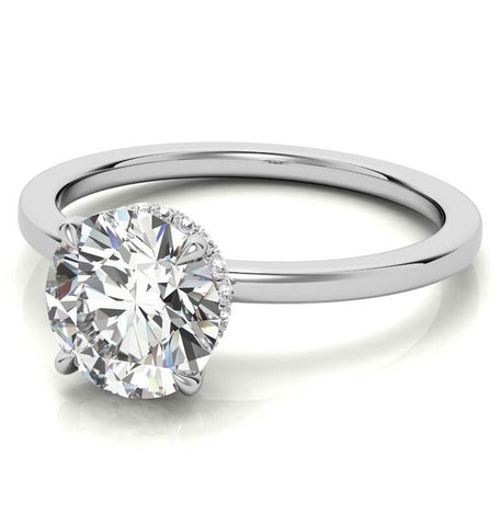 1.3CT Round Cut Moissanite Hidden Halo Wedding Ring