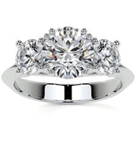 Round Cut Moissanite Knife edge Shank Three Stone Ring