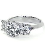 Round Cut Moissanite Knife edge Shank Three Stone Ring