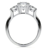 Round Cut Moissanite Knife edge Shank Three Stone Ring