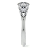 Round Cut Moissanite Knife edge Shank Three Stone Ring