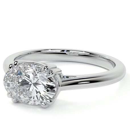 East To West Oval Cut Moissanite Engagement Ring