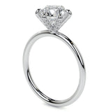 Round Cut Moissanite Hidden Halo Promise Ring