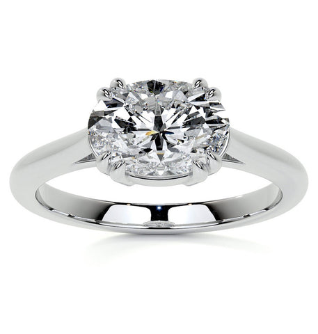 East To West Oval Cut Moissanite Engagement Ring