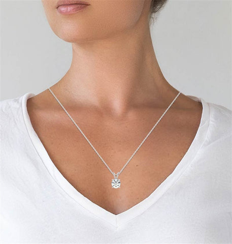 Basket Prong Moissanite Diamond Solitaire Pendant