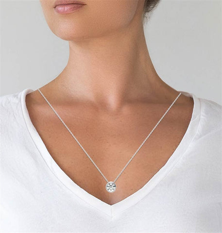 Round Brilliant Cut Bezel Set Solitaire Pendant