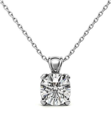 Round Cut Moissanite Heart Prong Solitaire Pendant