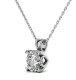 Round Cut Moissanite Heart Prong Solitaire Pendant