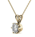 Round Cut Moissanite Six Prong Pendant For Women