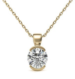 Half Bezel Set Round Cut Moissanite Pendant