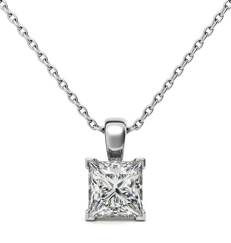 Princess Cut Moissanite V Prong Solitaire Pendant