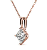 Princess Cut Moissanite Solitaire Unique Pendant