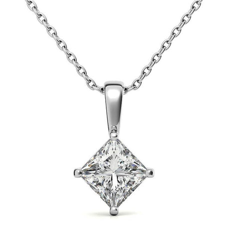 Princess Cut Moissanite Solitaire Unique Pendant