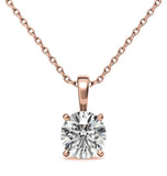 Round Brilliant Cut Basket Prong Pendant For Women