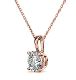 Round Brilliant Cut Basket Prong Pendant For Women