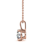 Round Brilliant Cut Basket Prong Pendant For Women